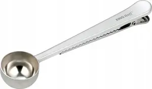 Coffee Spoon with Clip KingHoff KH-1274 — stainless steel serving spoon with clip attachment