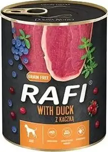 Dog wet food RAFI PIES canned 800 g — duck with blueberry and cranberry