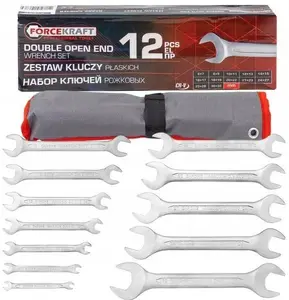 Flat Wrench Set Forcekraft 12 pcs (6–32 mm) on Roll-Up Pouch