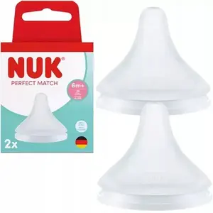 Соска для бутылочки Nuk 10124034, размер M (средний), силикон, поток C, 2 шт.