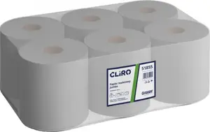 Tualetes papīrs Jumbo ruļļos Cliro 12 ruļļi 130 m pelēks