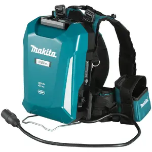 Cordless tool backpack battery Makita PDC1200A01 40 V, 6 h runtime, black/turquoise, 369×261×139 mm
