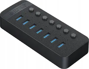 USB-A 3.0 хаб 7 портов с выключателем, ORICO — черный
