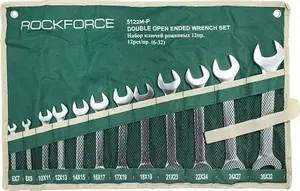 Hand wrench set Rockforce RF-5122P — 12-piece flat wrenches 6–32 mm, canvas roll