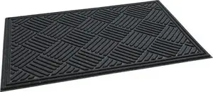 Doormat UN ECO RIB Crosshatch 60x90 cm Black — entrance floor mat, PVC/rubber ribbed surface
