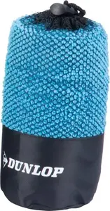 Sports microfiber towel DUNLOP — lightweight blue, quick-drying, compact