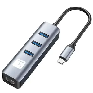 Док-станция для ноутбука Techly IDATA USB-ETGIGA3CA — USB 3.2 Gen 1 Type-A + Type-C, гигабитный Ethernet, алюминий, чёрно/серебристый