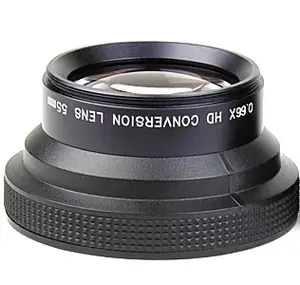 Videokameras objektīva adapteris Raynox HD-6600PRO55 — 0,66x palielinājums, 55 mm vītne, 3 elementi/3 grupas, melns