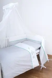 estilex Gultas veļas komplekts bērnu gultiņai ar aizsargmalu 100×135 cm — Bianco Windmill