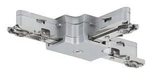 Rail system T-connector 230V Paulmann URail, Chrome matt, metal, 104×62×18 mm, min lamp power 1000W