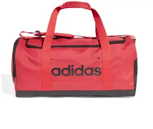 Sports duffel bag ADIDAS Linear Duffel M red — model IN6118, medium capacity, shoulder strap