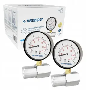 Spiediena mērītāju komplekts wessper WES6010-MA — 2× manometrs un 2× adapters iepriekšējas filtrēšanas sistēmām