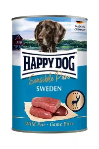 Suņu barība Happy Dog Sensible Pure Sweden 400 g — pieaugušajiem, medījums (cūmaka, āpsis), kanna ar vieglu atvēršanu, bez sojas