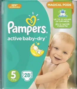 Детские подгузники Pampers Active Baby размер 5 (11–18 кг), 28 шт.
