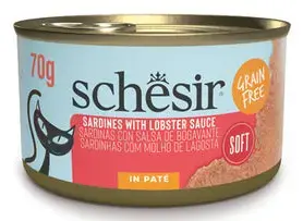 Sausā barība kaķiem Schesir Sardines ar omāru mērci paštē 70 g, bez graudiem, bez mākslīgām krāsām