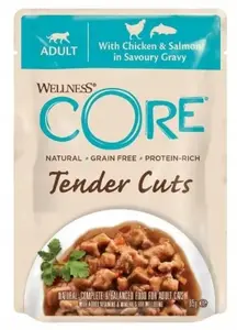 Mitrā kaķu barība Happy Cat Core Duo Protein pieaugušiem kaķiem, vistas un laša, 85 g