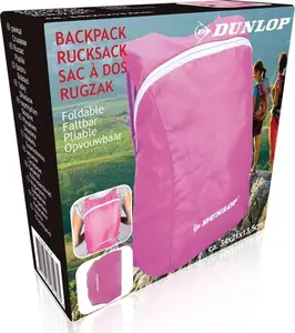 Backpack Rain Cover DUNLOP — pink, waterproof protective poncho for backpacks