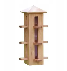 Подвесная деревянная кормушка для птиц Garden Fun GF-12920 — башенка 24×24×50 см