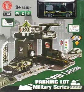 Rotaļu stāvvieta Mega Creative PARKING WOJSKO AKC MET 21x23x8 cm ar militāru tematu