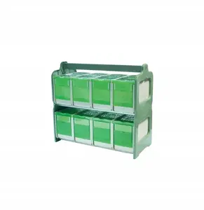 Plaukts ar 8 zaļām transporta kasteņu ART-MET DG-3062, 48×22×43 cm
