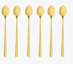 Spoon for latte coffee ORION Como set of 6, gold finish