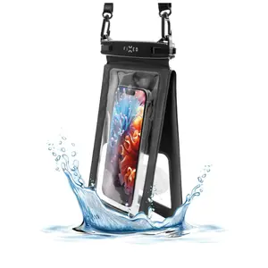 Pouch case FIXED Float Twin, universal for devices up to 21.6 cm (8.5"), transparent and black