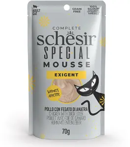 Svaigs kaķu barības maisiņš Whiskas SR-1041 Schesir 70 g — pieaugušiem, vistas un pīles aknas, bez graudiem