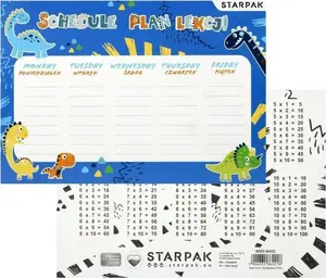 TEKA educational timetable cards with multiplication table Dino set, 25 pieces