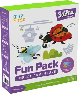 Набор нитей для myFirst 3dPen от NoboKids — 13 PCL картриджей (26 м), 5 шаблонов, подвижная батарейная база, термопластиковый лист (Insect Adventure)