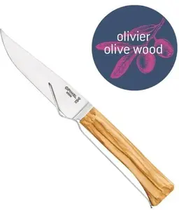 Folding Cutlery Set Opinel Inox Olive — Knife and Fork, Stainless Steel, Model 002626