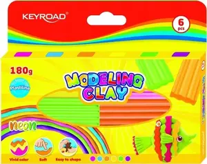 Набор пластилина PBS Connect Plastelina KEYROAD — 6 неоновых цветов, 6 × 30 г