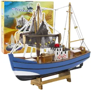 Collector Model Fishing Boat, LEANToys — blue scale model