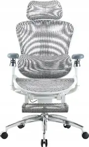 Biroja krēsls Sihoo DORO C300 Pro Mesh White ar kāju balstu — ergonomisks grozāmais krēsls, tīkliņa atzveltne, regulējamas funkcijas