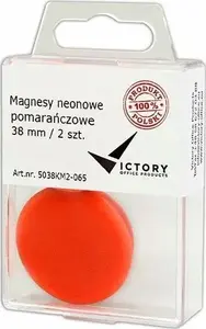 Magnetic Pins Victory Office Product 38 mm, pack of 2, neon orange