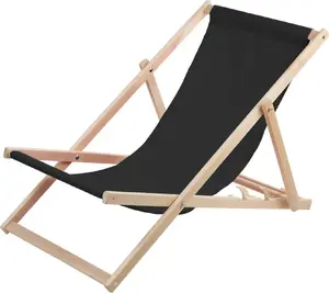 Sun lounger VidaXL Woodok, black, assembled