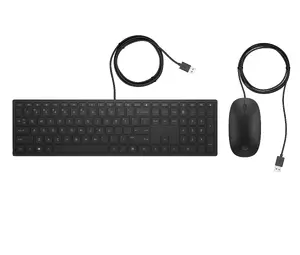 Vada tastatūra un pele HP Pavilion Wired Keyboard and Mouse 400 — pilna izmēra USB, melna, birojam