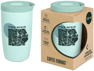 Travel mug Coffee Format Kubek termiczny 350 ml — mint with map motif