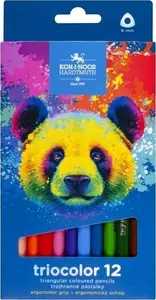 Цветные карандаши KOH-I-NOOR Triocolor Niedźwiedź — набор 12 цветов, деревянные карандаши