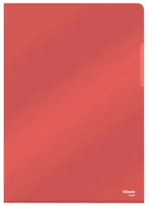 Sheet protector ESSELTE 55433 for A4 (210×297 mm), PVC 0.15 mm, transparent/red, 25 pcs