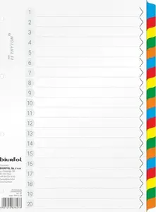 Cardboard dividers Biurfol A4, pack of 20 sheets — Biurfol TRY-02-08