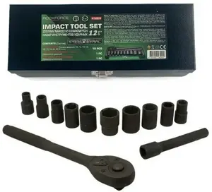 Ligzdu komplekts saTra RF-4122-5 — 12 daļas, 1/2" piedziņa, 6‑stūra ligzdas 10–24 mm