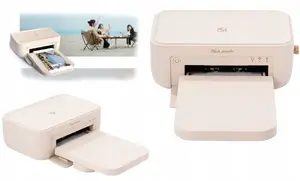 Foto printeris Phomemo SB11103 — Bluetooth, drukā 10×15 cm, 300 dpi, modelis CP4100, komplektā 80 loksnes un kasetes, bēšs