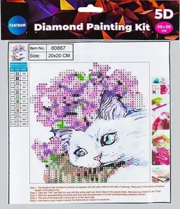 Diamond mosaic 5D kit Centrum Cat & Flowers 20x20 cm (model 80867)