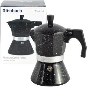 Cookini moka kafijas kanna 300 ml melna — tvaika spiediena modelis KAMI-KA-010-40