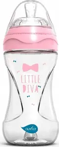 Glass anti-colic baby bottle Nuvita 240 ml, pink