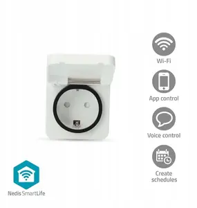 Smart plug Nedis SmartLife WIFIPO130FWT IP44 power meter 3680 W EU plug