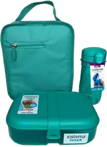 Lunch container set sistema LunchTime 3 pack – reusable food storage, 3-piece set, green