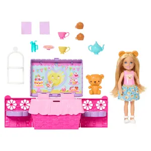 Playset MATTEL Barbie Chelsea Pop-Up Tea Party with Small Fashion Doll, 10+ Accessories, Fabric & Plastic, Age 3–9