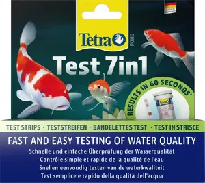 Tetra Pond Test 7in1 teststrēmeles — 25 gab. prūda ūdens analīzei (7 parametri)