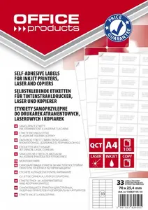 Label sheets office products 70 x 25.4 mm, white, 100 sheets